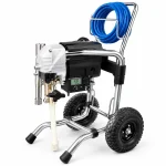 دستگاه ایرلس برقی مدل PM025 چرخ‌دار مجهز به نمایشگر دیجیتال فشار و شیلنگ فشار قوی